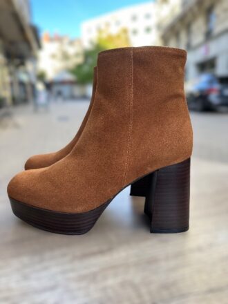 Boots femme beige à plateau