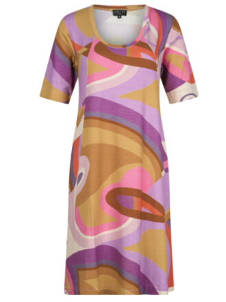 Robe manches courtes col rond couleurs pastel