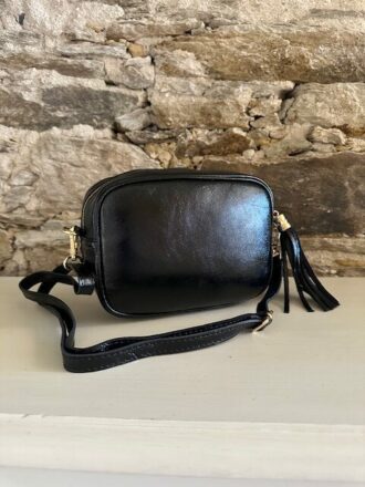 Sac à bandoulière en cuir vernis noir