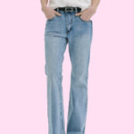 Jean bootcut coton clair taille haute