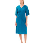 Robe bleu en lin pour femme