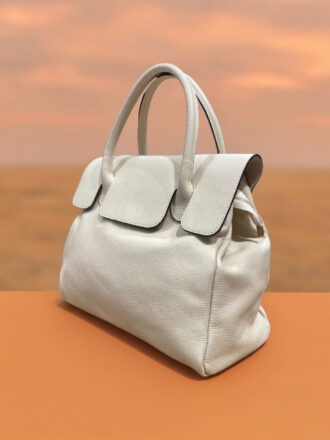 Sac à main en cuir grainé beige