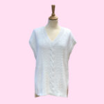 Top tricot blanc sans manches long dos