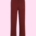 Pantalon souple jambes larges bordeaux tendance