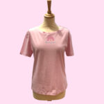 tshirt rose femme manches courtes coton