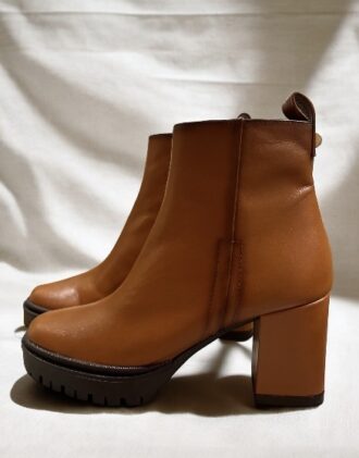 Bottines élégantes camel talon cuir Italie