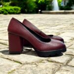 Chaussures à talon bordeaux cuir fabrication italienne