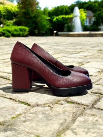 Chaussures à talon bordeaux cuir fabrication italienne