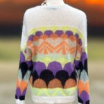 Pull alpaga multicolore doux et chaud