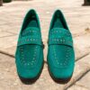 Mocassons daim vert Chaussures femmes pas cher dans le centre ville de Nantes