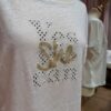 Tee shirt blanc marquage beige noir tee shirt made in france en lin pour femme