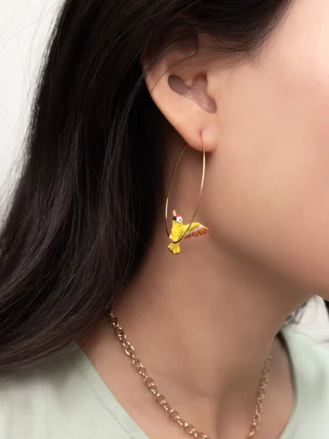 Créoles oiseau en porcelaine Bijoux Nach dans le centre de Nantes