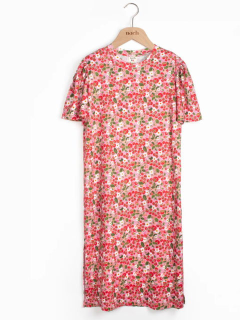 Robe d'été en coton bio rose et rouge Boutique de vêtements pour femmes Nantes centre ville